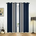 Geometric Blue Background Stripes Luxury Curtains for Living Room