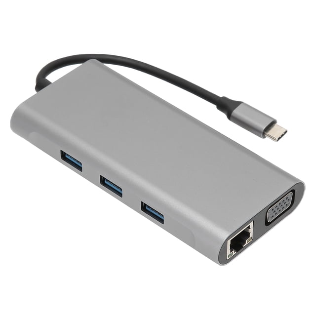 Hub USB C 10 en 1 1000M LAN Ethernet 4K HDTV VGA 100W PD Audio de carga rápida divisor USB portátil para ordenador portátil