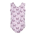 thumbnail image 2 of FOR U DESIGNS Purple Flower Butterfly Girls Swimsuit Size 3-4 Years Elastic Quick Dry One Piece Bathing Suit Self-Cultivation Summer Sleeveless Swinwear, 2 of 8