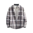 thumbnail image 2 of jjayotai Mens Long Sleeve Lapel Tops Clearance Mens Casual Regular Fit Striped Checkered Overshirt Long Sleeves Lapel Button Down Flannel Plaid Shirt, 2 of 3