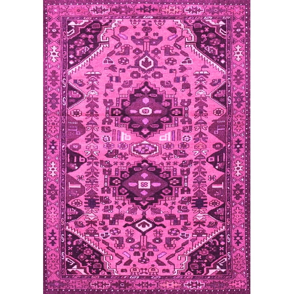Ahgly Company Indoor Rectangle Persian Pink Traditional Area Rugs, 7' x 10'