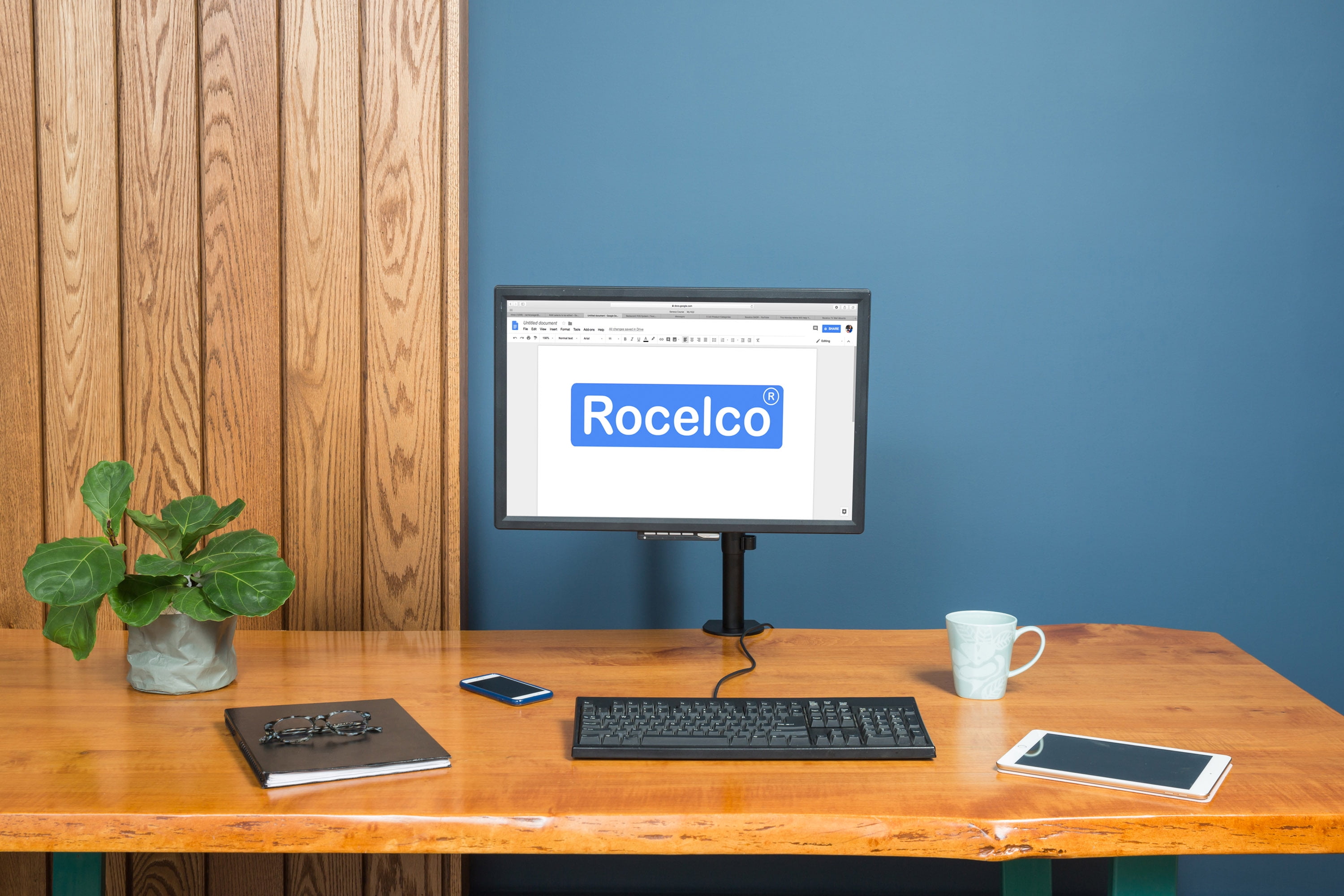 Rocelco Premium Desk Computer Monitor Mount VESA pattern Black (R