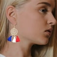 thumbnail image 4 of BNNG Trendy Tassel Drop Earrings Independence Day Earrings With Red White Blue Flag Creative Festival Memorabilia Accessories Rose Gold Drop Earrings, 4 of 4