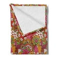 thumbnail image 2 of Colorful Soft Flannel Fleece Blanket, Pattern with Floral Elements Vibrant Colored Petals and Leaves in Hand Drawn Style, Cozy Plush for Indoor and Outdoor Use, 50" x 70", Multicolor, by Ambesonne, 2 of 5