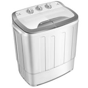 SKONYON Portable Compact Mini Twin Tub Washing Machine with Wash and Spin Cycle, Built-in Gravity Drain, 13lbs Capacity For Dorms, College Rooms, RV’s