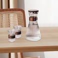 thumbnail image 2 of Hot & Cold Water Pitcher with Walnut Lid, Glass Tea Pitcher for Fridge, Cold Brew Jug for Juice & Fruit Infused Water, Includes Cups, Kitchen Essential(RL 1 Set), 2 of 5