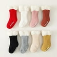 thumbnail image 2 of XBASW Baby Toddler Warm Socks Autumn Winter Warm Non-slip Socks Fleece Compression Socks for Boys Girls 0-36 Months, 2 of 9