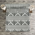 thumbnail image 4 of Ambesonne Black White Quilted Bedspread Set 3 Pcs, Eagle Prehistoric Art, King Size, Black White, 4 of 4