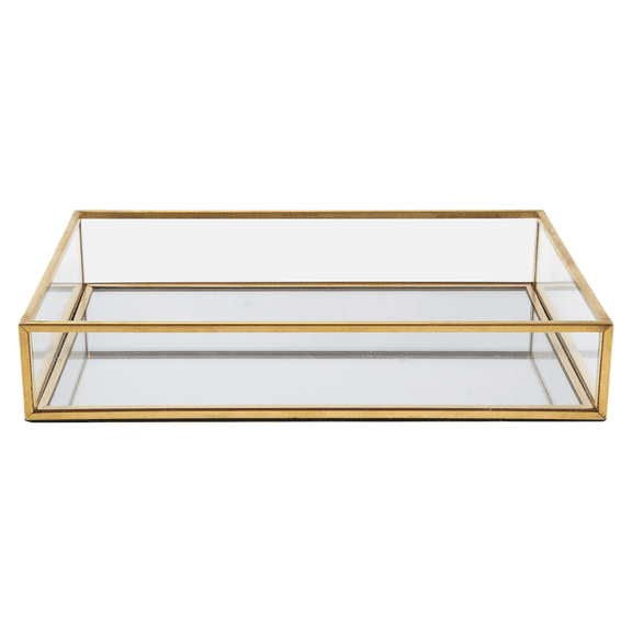 New Arrivals Nordic Retro Storage Tray Gold Rectangle Glass Makeup Organizer Dessert Plate Jewelry Display Home Kitchen Decor（S）