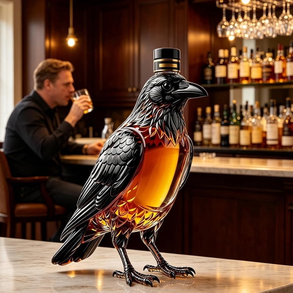 BPPEG Crow Shaped Whiskey Decanter,350ml Glass Liquor Bottle for Home Bar Decor | Crow Silhouette Design,Premium Clear Glass,350ml Capacity,Preserves Liquor Flavor,Perfect Gothic Bar Decor Gift A
