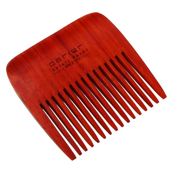 Peine para barba de dientes anchos de palisandro premium de Parker con bolsa de yute