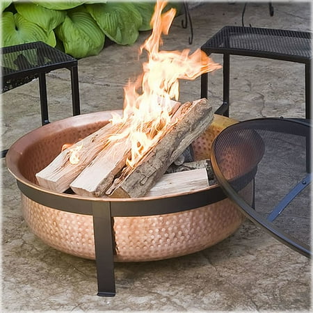 Cobraco Hand Hammered 100 Percent Copper Fire Pit With Screen And