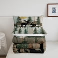 thumbnail image 3 of Elk Deer Bedding Set Farmhouse Cottage Lodge Twin Comforter Set ,Christmas Reindeer Pine Trees Quilt Woodland Wildlife Moose Duvet Insert,Rustic Home Decor,Green, 3 of 6
