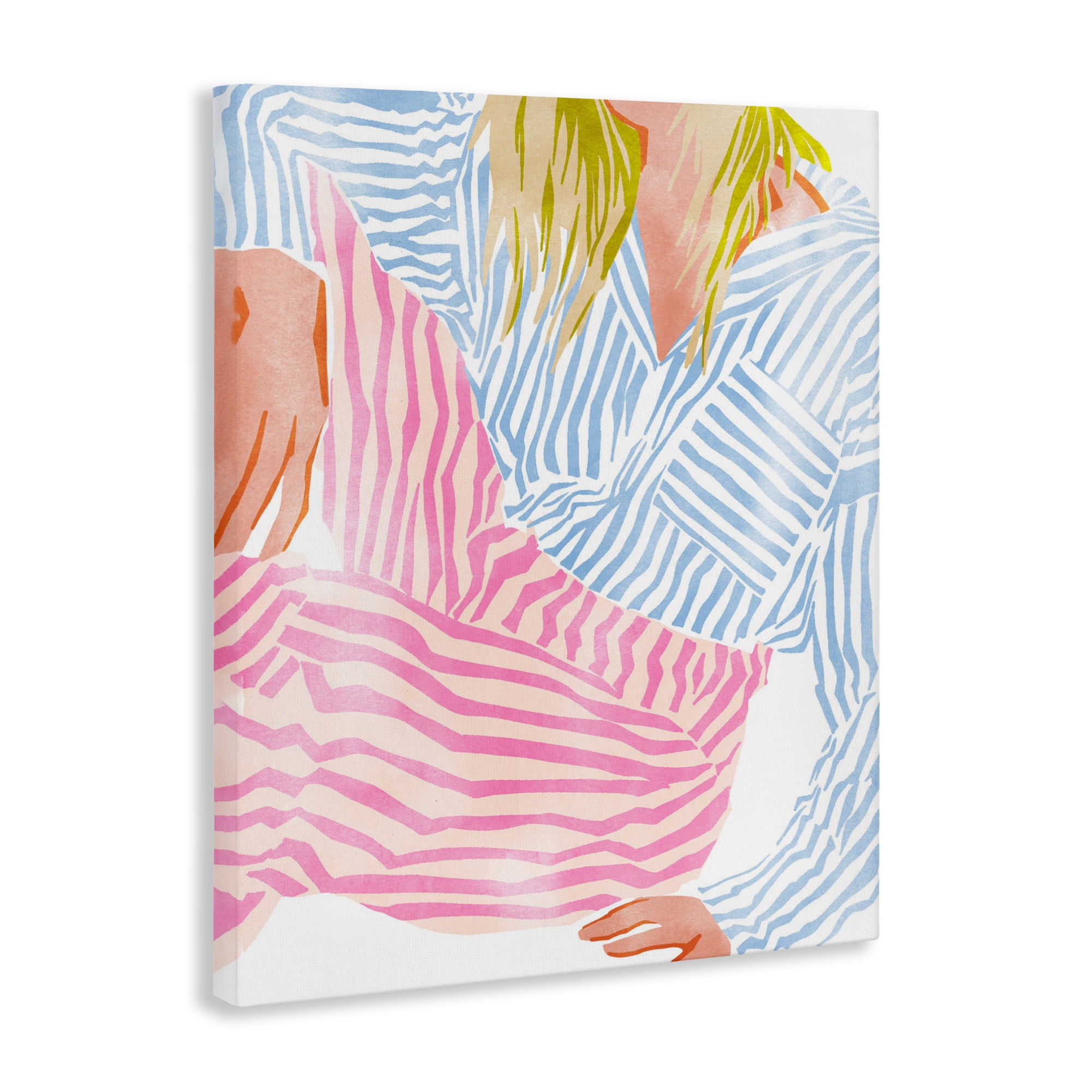Female in Pastel Stripes Canvas Wall Art, design by Ziwei Li