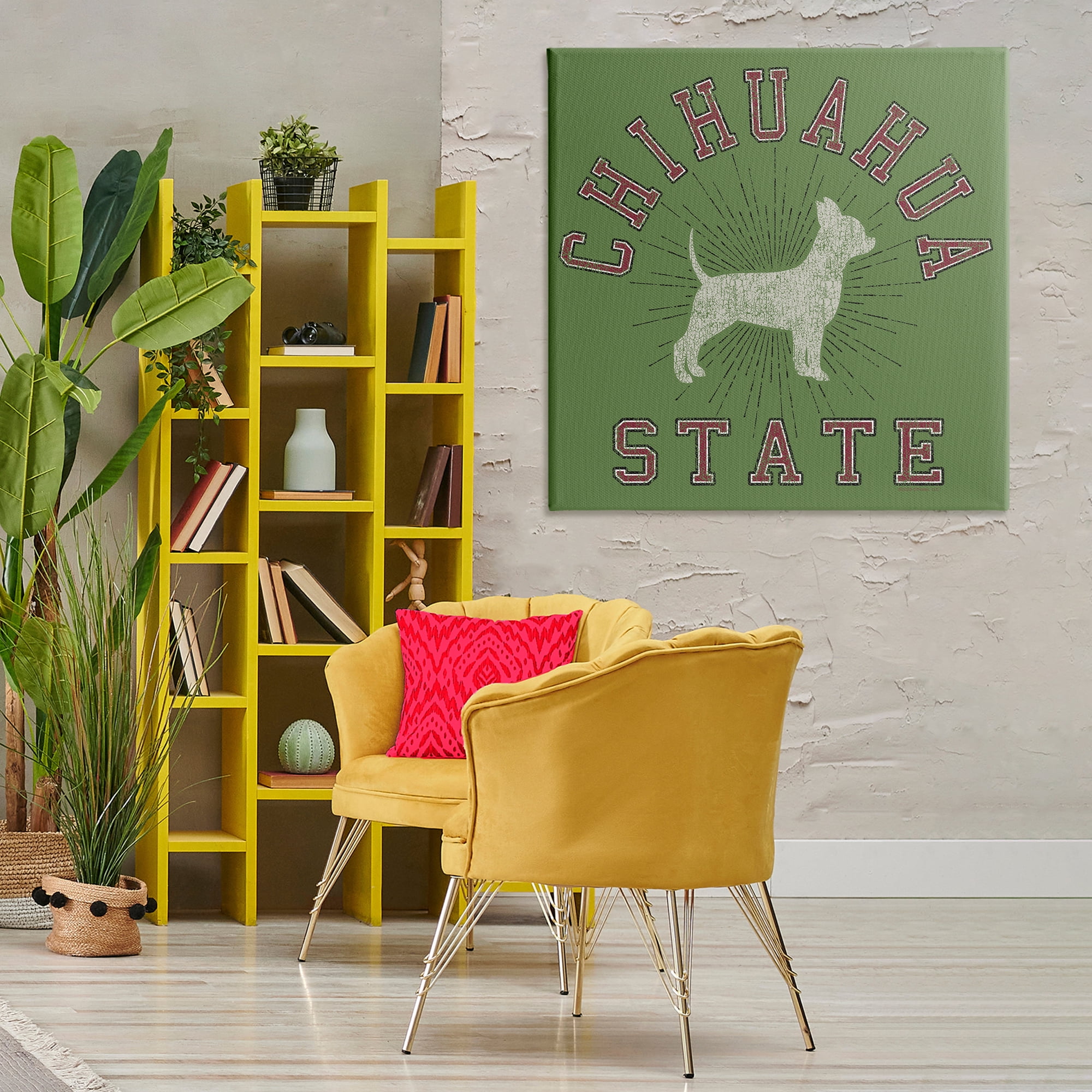 Stupell Industries Vintage Chihuahua State Novelty & Humor Painting Wrapped Canvas Art Print Wall Art, 36 x 36