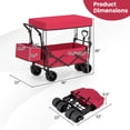 thumbnail image 3 of Gymax Collapsible Wagon w/Removable Canopy Adjustable Handles Detachable Storage Bag Red & Black, 3 of 10