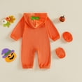 thumbnail image 3 of WIBACKER Baby Girl Flannel Pumpkin Costume Baby Boy Halloween Costumes Kids Hooded Romper Orange Onesie Unisex 0-18 Months, 3 of 10
