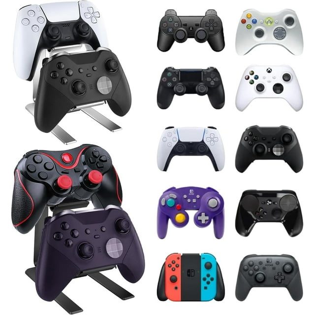 ZOUSSIQI Controller Holder, 2 Pack 2 Tier Gaming Controller Stand, PC Gaming Desk Decor Stuff, Gamer Gifts for Series X S, 2, PS5, PS3, Switch Pro and Almost All Controller CA919-57440