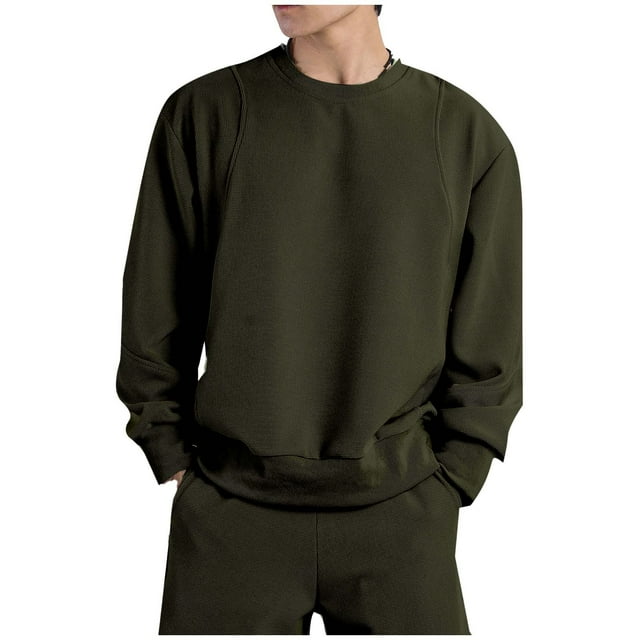 Men's Casual Outdoor Sports Top with Solid Color and Round Neck