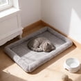 thumbnail image 5 of All Season Thick Plush Dog Bed for Crate, Chew Resistant Orthopedic Pet Mat with Waterproof Bottom & Non-Slip Base, Soft Cat Bed Gray, 20x13 Inches, 5 of 5