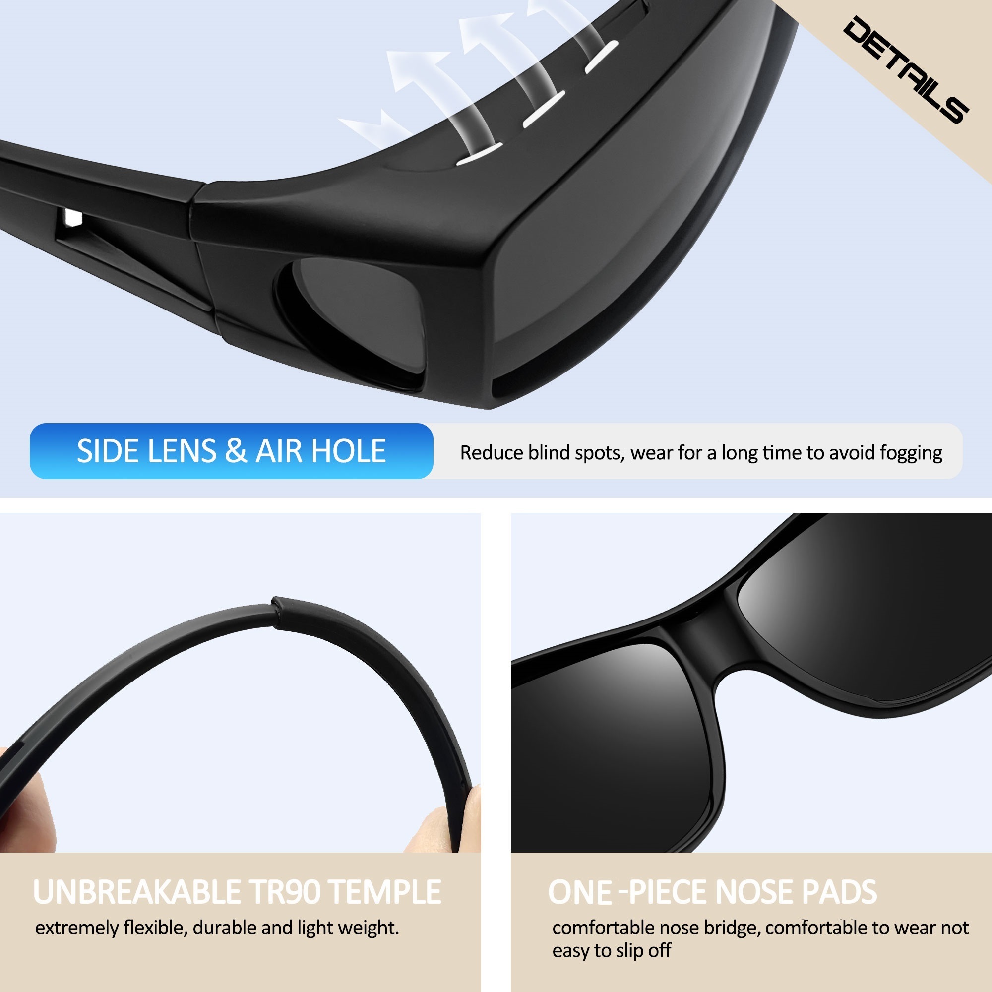 Joopin Fit Over Polarized Sunglasses, Black photo 5
