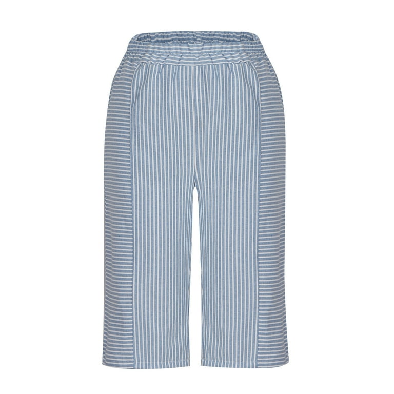 Casual Striped Print Pocket Buttons Patchwork Loose High Waist Straight Patchwork Bottoms Casual Striped Print Pocket Buttons Patchwork Loose High Waist Straight Patchwork Bottoms