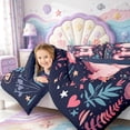thumbnail image 4 of Manfei Colorful Axolotl 7-Piece King Bedding,Kawaii Salamander King Bed in a Bag,Navy Blue Reversible, 4 of 7