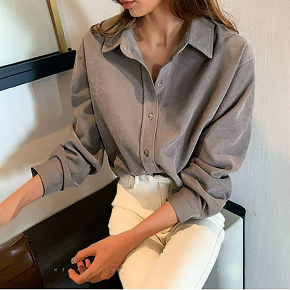 Women's Corduroy Brushed Shirt Jacket Under $10 Winter Casual Long Sleeve Hooded Top