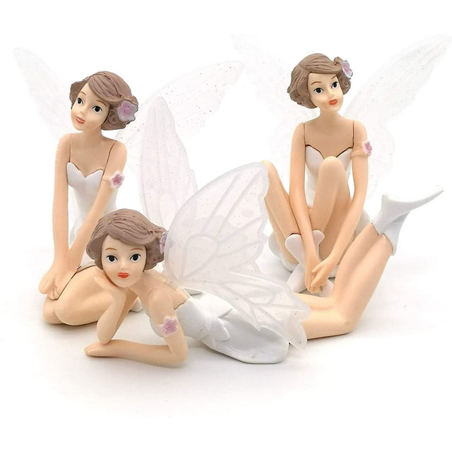 Fairy Figurines Cake Topper Set - Includes 3 Angel Girl DIY Birthday and Wedding Cake Decorations