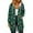 Dark Green, variant on Women's Christmas Printed Long Sleeve Hooded Sweatshirt Jacket with Drawstring and Zipper Pockets, Fashionable Casual Wear for Fall and Winter,Dark Green,S