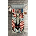 thumbnail image 2 of Ambesonne Nostalgic Quilted Coverlet 2 Pcs, Vintage Circus Star, Twin Size, Beige Red Blue, 2 of 2