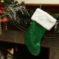 thumbnail image 2 of Northlight 18" Green and White Faux-Fur Cuffed Disco Sequined Christmas Stocking, 2 of 3