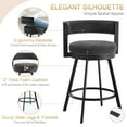 thumbnail image 4 of Zesthouse 26.6″ Swivel Bar Stools Set of 2, Linen Upholstered Counter Height Chairs with Barrel Back Metal Legs, Modern Barstools for Kitchen Island, Dark Gray, 4 of 11