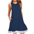 thumbnail image 3 of Tumotour Summer Dresses for Women Sleeveless High Waist Mini Dress Tank Sundress Round Neck Drawstring Casual Ruffle A-Line dress Tshirt Dress Flowy Beach Sundress, 3 of 5