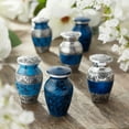 thumbnail image 7 of Reminded Small Cremation Urns for Human Ashes, Mini Keepsake Set of 6 Blue and Silver with Velvet Case, 7 of 7