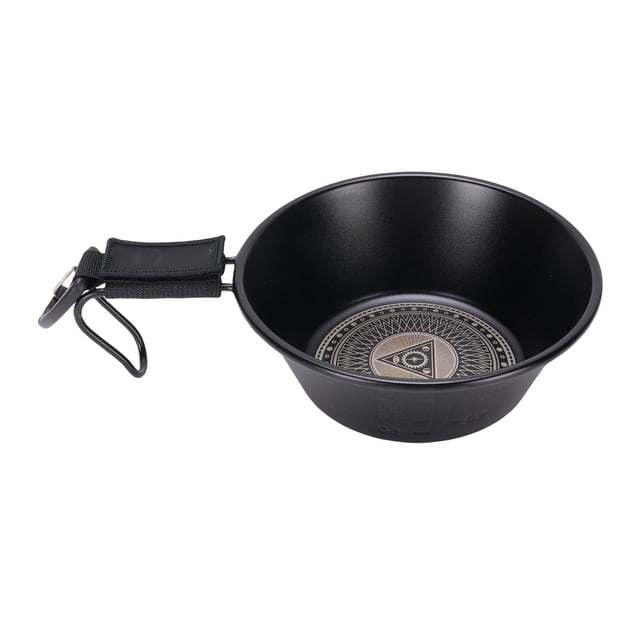 Handle Camping Bowl 250ml Stainless Steel Bowl with Handle for RV Travel Camping Backpacking Engraved Bottom Pattern Black