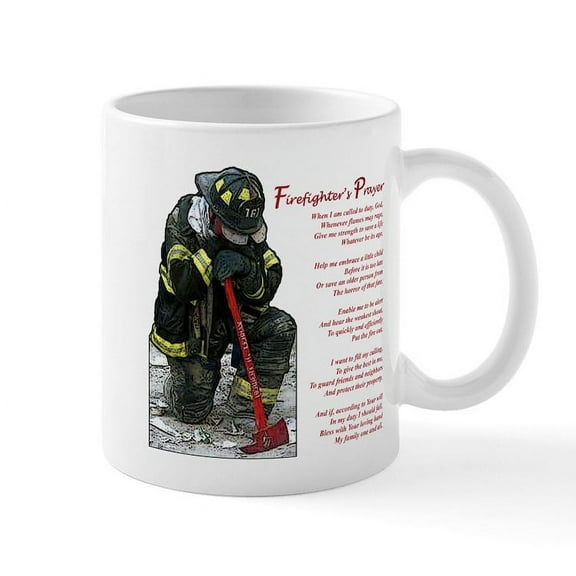 CafePress - Firefighter Prayer Mug - 11 oz Ceramic Mug - Novelty Coffee Tea Cup