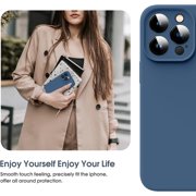 Liquid Silicone Case for iPhone 14 Pro, [True Liquid Silicone] [Anti Fingerprint] 4 Layer Phone Case Protective Cover, Full Coverage Around Camera & Built-in Microfiber, 6.1, Blue