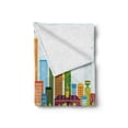 thumbnail image 2 of Boston Soft Flannel Fleece Throw Blanket, Cartoon Illustration of Vibrant City Life and Flying Tiny Seagulls Above the Town, Cozy Plush for Indoor and Outdoor Use, 60" x 80", Multicolor, by Ambesonne, 2 of 6