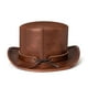 thumbnail image 5 of Sombrero de copa de mago de moda, talla única, de cuero con remaches, estilo elegante. marrón, 5 of 7