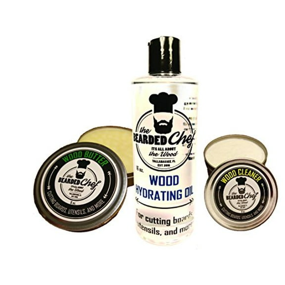 Butcher Block & Cutting Board Total Care Kit - Clean, Hydrate and Protect - Made in the U.S.A. - Veteran Owned Business - The Bearded Chef Wood Care Bundle