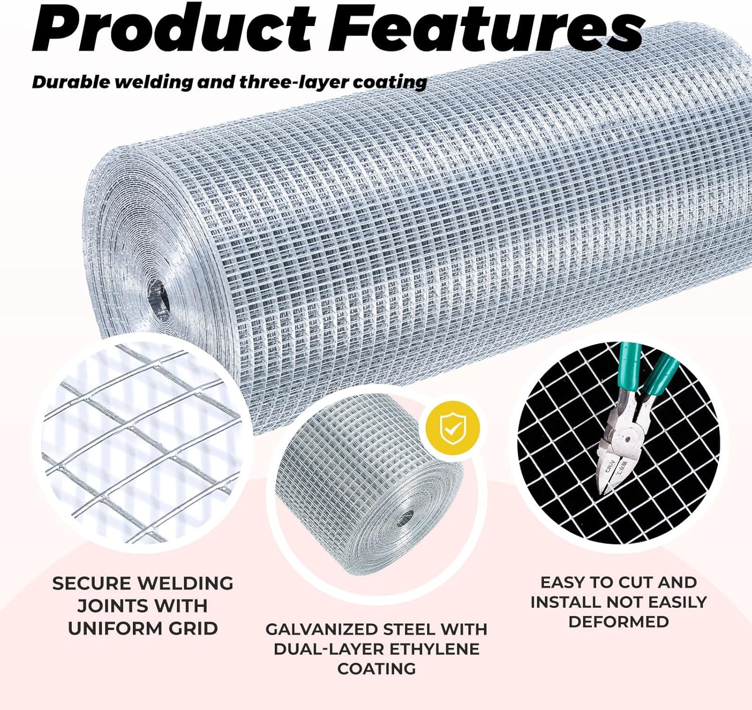 1/4'' 48'' X 100' Hardware Cloth, Chicken Wire Fencing Double Layer Hot Dip Galvanized, Wire Mesh Fence Chicken Rabbit Snake Cage Wire Fence Mesh Roll, for Chicken Coops, Fencing, Garden Protection
