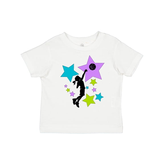 Inktastic Girl Playing Basketball Purple, Blue, Green Stars Boys or Girls Toddler T-Shirt
