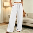 thumbnail image 4 of HomeDM Women's Sweatpants Drawstring Loose Lounge Pants with Pockets for Summer Casual Work White L, 4 of 8