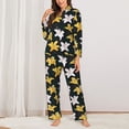 thumbnail image 2 of Honeii Lilies Flowers print Women's Pajama Sets Long Sleeve Button Down Sleepwear Nightwear Soft Pjs Lounge Sets-Medium, 2 of 7