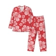 thumbnail image 1 of Balery Red Hibiscus Flower Pijama para Hombre de Dos Piezas con Manga Larga, Conjunto de Dormir y Descanso Suave con Bolsillos-Large, 1 of 7