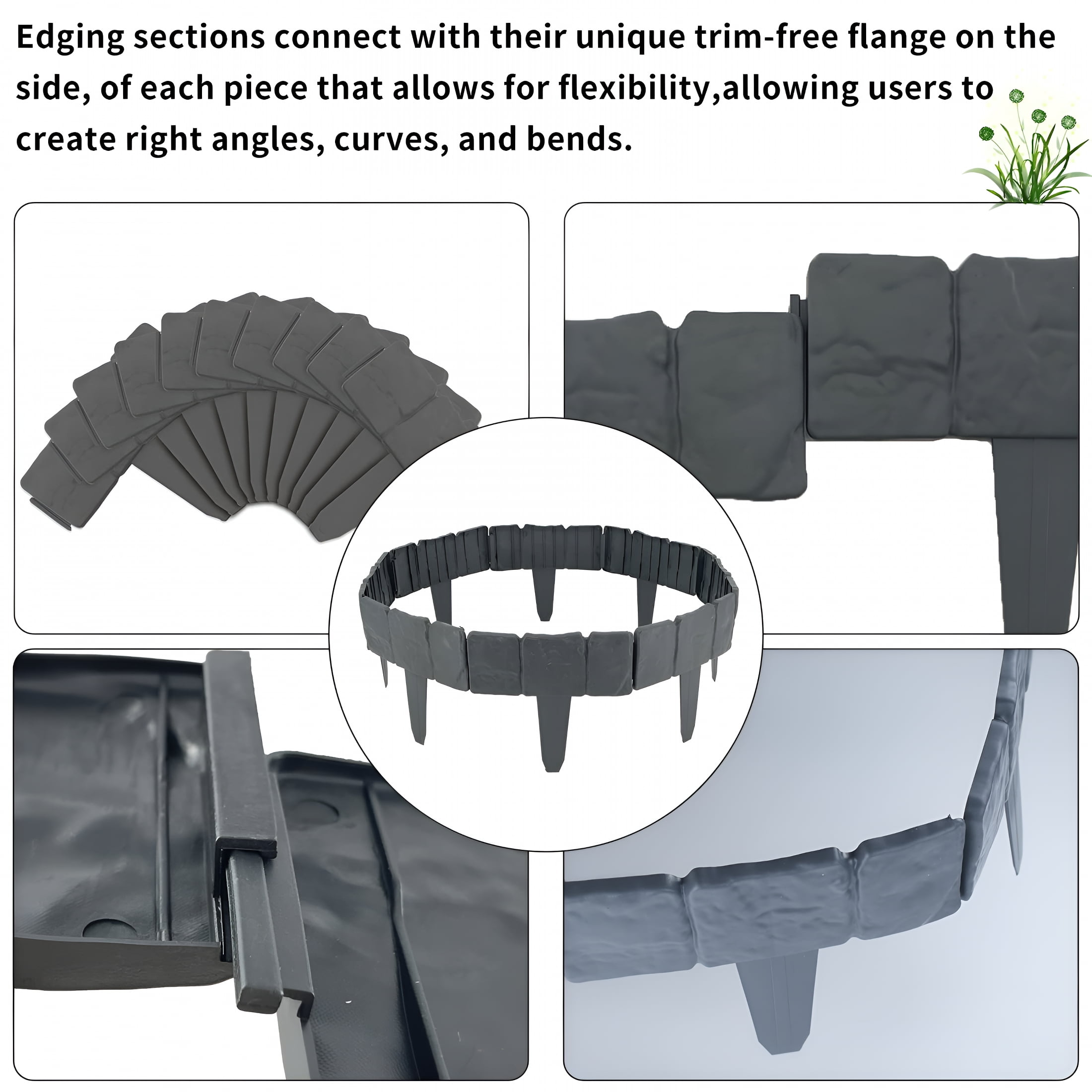 SELIVO 2026 New Garden Edging Border,24Ft Landscaping Border Edging for Flower Bed Edging Borders,Garden Landscape Edging Borders for Flower Bed,Garden Borders and Edging for Landscaping,Gray,30 Pcs