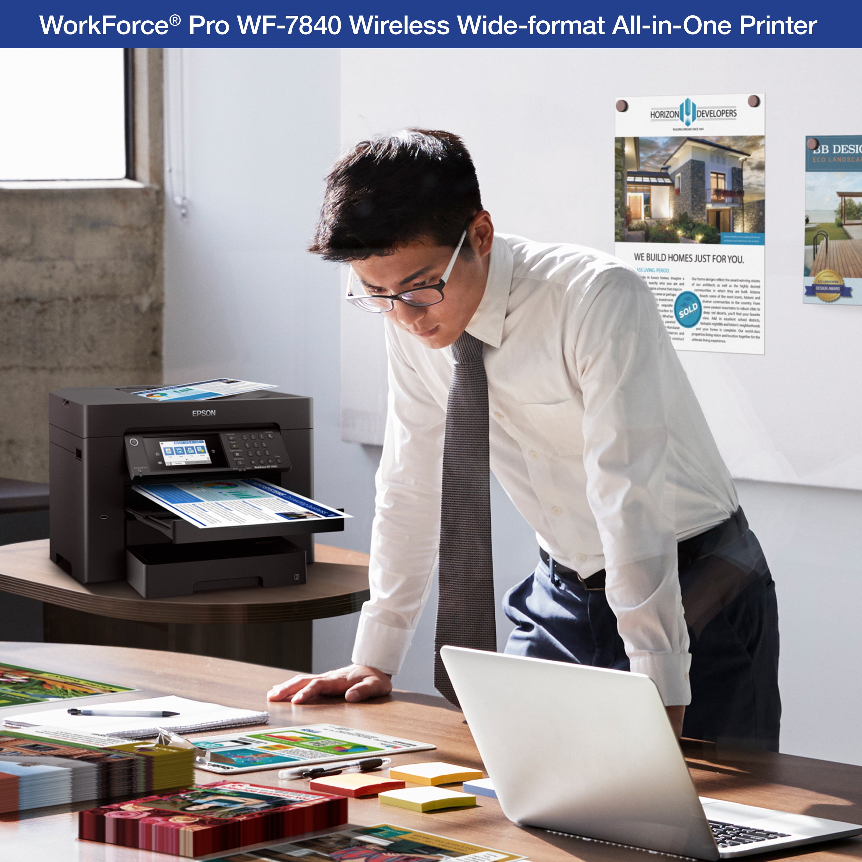 Epson Workforce Pro WF-7840 Wireless All-in-One Wide-Format Printer with  Auto 2-Sided Print up to 13