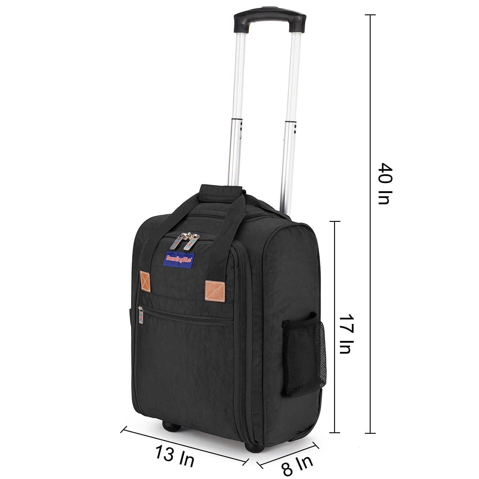17X13X8 Inches Personal item Rolling Under Seat Duffel Bag for JetBlue Allegiant, Spirit Airlines. (Black)