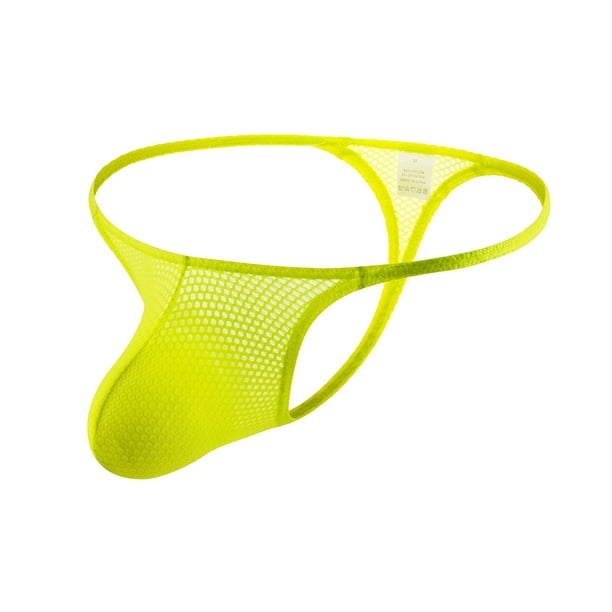 Tanga sexy de cintura baja con cinturón fino de malla fluorescente para hombre, ropa interior gay